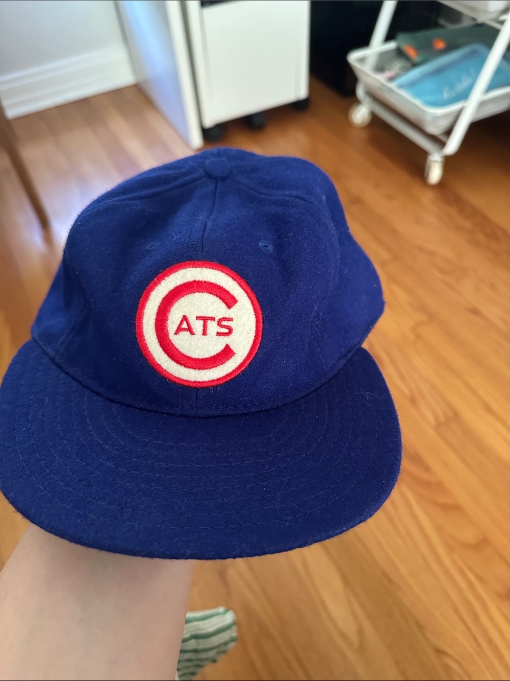 Ebbets Field Flannel CATS Vintage Blue Baseball Cap with Red and White Logo